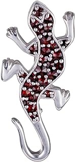 Bohemian Garnet Sterling Silver Lizard Brooch