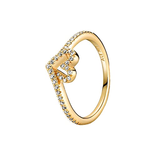 Pandora Timeless Wish Sparkling Heart Ring - Perfect Jewelry Gift for Women - Hand-Finished 14k Gold-Plated Shine with Cubic Zirconia