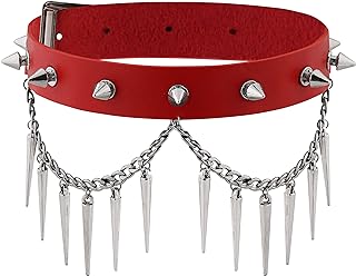 Sacina Gothic Punk Spiked Choker Necklace, PU Leather Choker, Halloween Chirstmas New Year Jewelry Gift for Women, Men