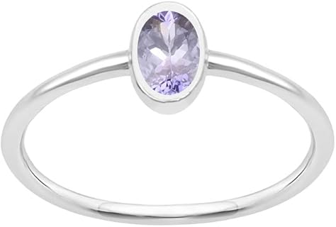 Oval Cut 5X3MM Bezel Set Multi Choice Gemstone 925 Sterling Silver Women Stackable Stacking Ring, Gift For Her