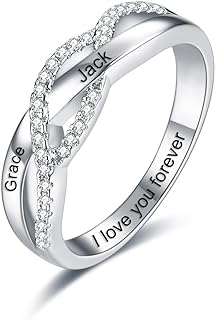 Personalized Spiral Twist Engraved Names Rings 925 Sterling Silver Name Rings for Women Girlfriend Custom Twist Rings Jewelry