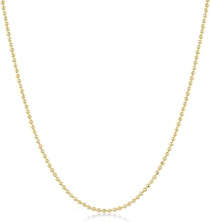 Napier Gold Bead Necklace with Ball Chain in 14k Yellow Gold for Women, Delicate Bead Jewelry Design - Perfect Christmas Gift, 18 Inches Long