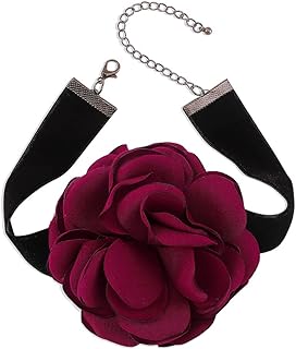 Dtja Vintage Rose Flower Choker Necklace for Women Girls Gothic Black Velvet Ribbon Camellia Blossom Charm Chain Adjustable Comfort Fit Retro Wedding Mother's Day Costume Party Jewelry