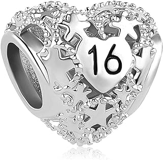 ZakiaHo 16 18 21 Birthday Years of Love Heart Charms for Bracelets Womens Charm Bead Compatible with Pandora Bracelets