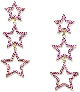 Stainless Steel Back Crystal Star Drop Earrings - Dangle Design with Blue Rhinestones for Girls and Mothers - Ideal Birthday, Valentine's or Mother's Day Gift