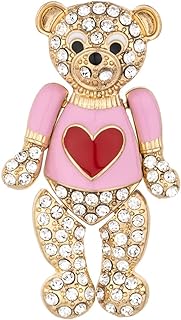 MADISON TYLER Valentines Day Heart Gift Box Brooch | Chocolate Gift Box Pave Rhinestone Heart | Gold Bow Brooch Jewelry for Her | Couples Gifts for Backpacks Valentine's Day