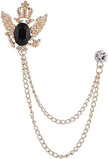 Vintage Black Crystal Gold Eagle Cross Crown Brooch Pin,Sweater clip Chain Fringe Suit pin brooch for women for men，Dainty Christmas Wedding Birthday Holiday Jewelry Unisex Gifts