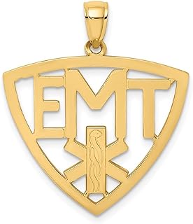 14k Solid Polished Not engraveable Gold Emergency Medical Technician Pendant Necklace Measures 30x25mm Jewelry for Women