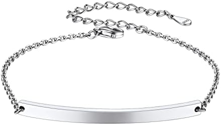 925 Sterling Silver Dainty Chain Bracelets for Women Teen Girls, Sideway Cross/Heart/Bar/Cuban/Figaro Bracelets, 6.3"-8.3" Adjustable, Come Gift Box