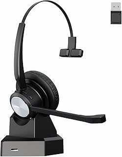 Mairdi Mono Bluetooth 5.2 Headset mit USB-Dongle und Geräuschunterdrückung, Magnetische Ladestation, Ideal für Büro und remote Meetings auf PC und Mobilgerät