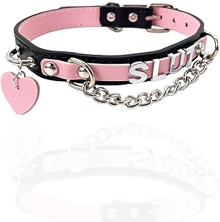 Chic Punk Rock Heart-Shaped Leather Choker Collar Necklace in Stainless Steel for Women with Adjustable Length