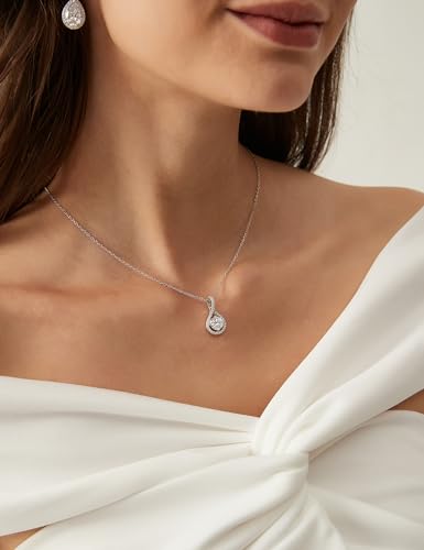 EAMTI 925 Sterling Silver Necklace for Women Cubic Zirconia Round Cut 1.25CT Pendant Necklace Dainty Jewelry Gifts for Women Mother's Day/Birthday/Anniversary Day/Valentine’s Day