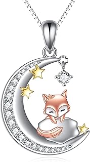 Charming Fox Pendant Necklace with Lobster Clasp and Sparkling Zircon, Sterling Silver LUHE