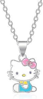 Sanrio Hello Kitty Girls Pendant Necklace 18" - Silver Plated Brass and Enamel Hello Kitty Necklace Officially Licensed
