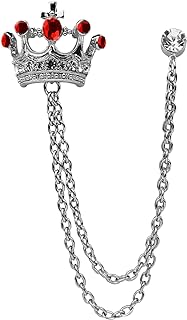 Crystal Crown Hanging Chain Brooch Suit Pin,Vintage Gold Crown Brooch,Suit Stud,Shirt Studs,Lapel Pin Accessories for Men Women