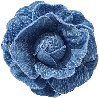 Fashion Denim Camellia Flower Lapel Brooch Pin for Women Girls Fabric Floral Bouquet Corsage Pins Clip Sweater Coat Dress Suit Backpack Brooches Pins Boho Jewelry Gifts Clothes Accessories