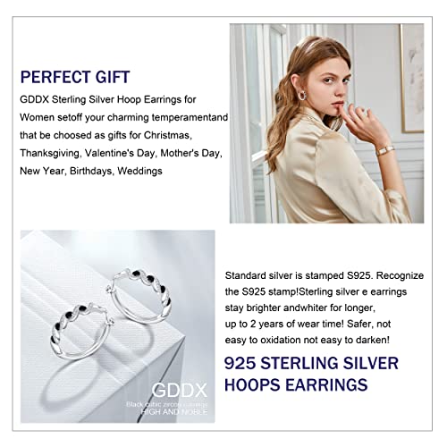 Sterling Silver Earrings, 925 Sterling Silver Hoop Earrings for Women Cubic Zirconia White Gold Plated Hypoallergenic Silver Earrings for Women Trendy Graduation Birthday Party Jewelry Gifts