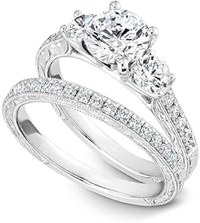 Moissanite Wedding Rings Set, 925 Sterling Silver Engagement Rings Bridal Rings Set for Women, D Color VVS1 Round Cut Bridal Sets for Women(7.5)