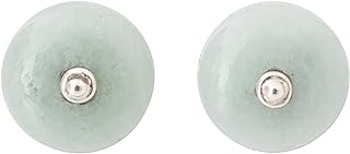 Handcrafted Sterling Silver Push-Back Jade Stud Earrings from Guatemala - Circular Apple Green Design for Elegant Sophistication