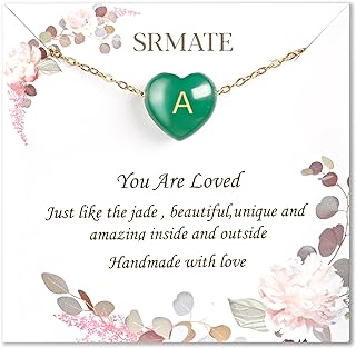 Lobster Clasp Jade Heart Necklace with Crisscross Chain - Ideal Gift for Mom, Wife, or Sister - Gold Plated, Stainless Steel Jewelry