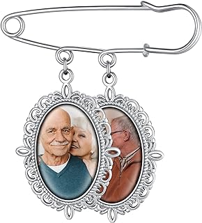 Supcare Name Pin/Wedding Bouqet Charm Personalized Photo Memorial Keepsake Custom Gifts Engraved Name Brooch for Men Women Bridal Groomsman (with Gift Packing)