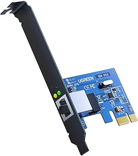 UGREEN Carte Réseau PCI Express Gigabit Ethernet 1000 Mbps pour Ordinateurs, Installation Facile, Haute Vitesse et Compatibilité Étendue Windows, Taille Compacte 14,2 x 14 x 3,4 cm