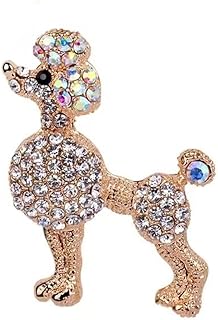 Rhinestone Gold-Plated Poodle Dog Women's Brooches Pins Animal Lapel Collar Jewelry Accessories Cute Gifts