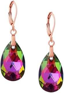 Stainless Steel Sacina Boho Hippie Rainbow Glass Hoop Earrings, Teardrop Design, Perfect for Women, Vintage Summer Earrings, Ideal Jewelry Gift for Special Occasions