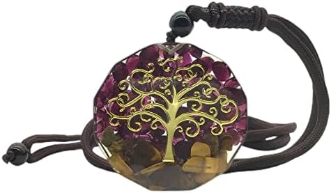 EDEN'S CALL Healing Tree of Life Orgonite Crystal Stone Pendant Necklace for Unisex 26.38" Adjustable Energy Sacred Geometry Tiger's Eye Necklace