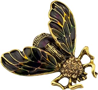Knighthood Antique Gold Bee Brooch with Pin Clasp and Criss-Cross Wing Design