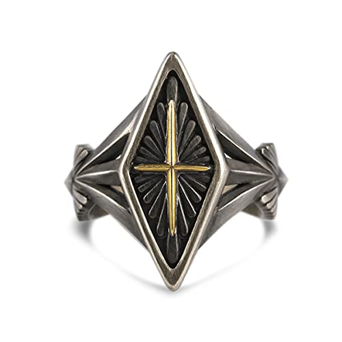 Cool Retro Vintage S925 Sterling Silver Punk Biker Gothic Sugar Cocktail Party Ring for Women Men,Thumb Index Middle Finger Boho Wide Ring Jewelry Gift for Him Her