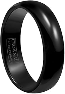 2mm Black Ceramic Wedding Band Ring with Domed Design for Men & Women, Comfort Fit Sizes 3.5-16