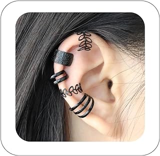 5-Piece Set of Zinc Rose Gold Cuff Clip-On Earrings for Women - Non-Pierced, Adjustable, Multi-Layered