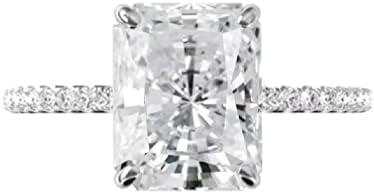 Mois Engagement Ring, Radiant Cut 8.00Ct, VVS1 Clarity, Moissanite Diamond, Hidden Halo Ring, 925 Sterling Silver Ring, Anniversary Ring, Wedding Gift, Perfact for Gift Or As You Want