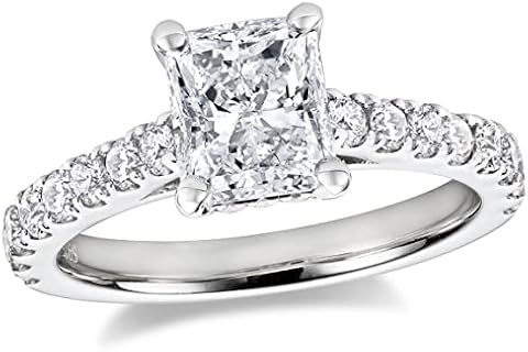 Moissanite Engagement Rings For Women 1.5 Ct Radiant Cut D Color VVS 18K White Gold Plated Sterling Silver