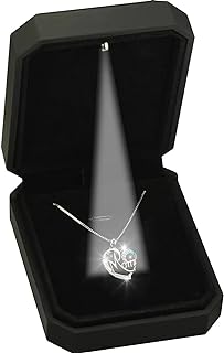 925 Sterling Silver Heart Pendant Necklace for Mom with 20 Inch C-Link Chain & AAA Zircon Gem Details - Includes Lighted Gift Box