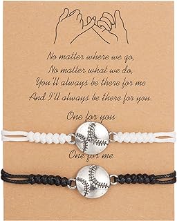 Adjustable Rope Chain Baseball Bead Bracelet with Buckle Clasp for Teens and Adults, Team Spirit Design