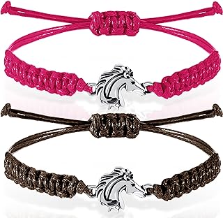 MTLEE Horse Bit Charm Bracelet 2 Pcs Horse Lovers Equestrian Jewelry Adjustable Hose Charm Bracelets for Teens Girls Boys