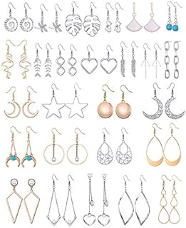 16 Pairs Silver Dangle Earrings For Women,Trendy Diamond Stud Earrings For Women, Hypoallergenic Earrings Dangling for Teen Girls