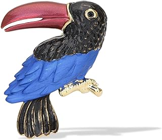 Vintage Gold-Plated Toucan Parrot Brooch with Cubic-Zirconia Gems and Butterfly Clasp for Men & Women, Multicolor Austrian Crystal & Enamel Design