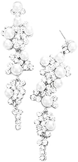 Stunning Orange Crystal Cluster Dangle Earrings, Crafted with Zinc Alloy, Ideal for Women, Push-Back Fastening