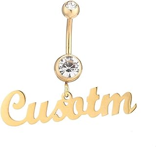 Custom Name Belly Button Rings - Personalized Barbell Ring Sexy Letters Belly Rings Body Piercing Jewelry Christmas Gift For Women Girls