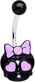 Body Candy Womens 14G 316L Stainless Steel Navel Ring Piercing Pink Heart Black Skull Belly Button Ring