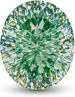 Loose Moissanite 4 Carat, Green Color Diamond, VVS1 Clarity, Oval Angel Cut Brilliant Gemstone for Making Engagement/Wedding/Ring/Jewelry/Pendant/Necklaces Handmade
