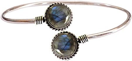 Labradorite Gemstone Handmade Adjustable Cuff Bracelet for Women 925 Sterling Silver Plated Boho Ethnic Gypsy Cuff Bracelet