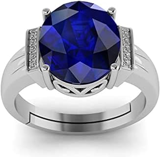8.25ct Natural Blue Sapphire Ring, Silver Plated, Adjustable Size – Men's and Women's Wedding and Fashion Jewelry from India
