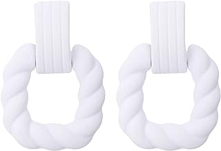 Stylish Rectangle Earrings for Women - Twisted Acrylic Square Dangle Design with Push Back Finding, Crafted from Premium Resin and Zinc