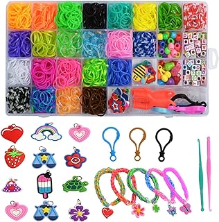 Rubber Band Bracelet Kit, Loom Bracelet Making Kit, Rubber Bands for Bracelet Making Kit, Loom Bands Bracelets Making Kit for for Kids Girls Birthday Gifts
