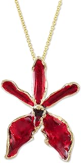 22k Gold Accented Novica Handmade Orchid Pendant Necklace with Lobster Clasp and Cable Chain for Women, Floral Design from Thailand