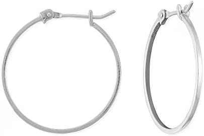 Boma Jewelry Sterling Silver 1 Inch Classic Snap Down Closure Hoop Earrings